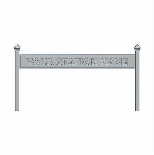 O Scale | Ready to Paint | Single-Sided Personalised Steam-Era Station Name Board - Style 1 - One Line of Text (3 pack)