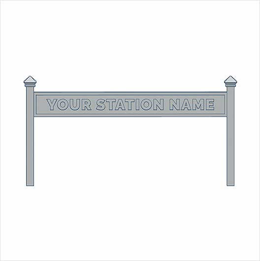 HO Scale | Ready to Paint | Double-Sided Personalised Steam-Era Station Name Board - Style 1 - One Line of Text (3 pack)