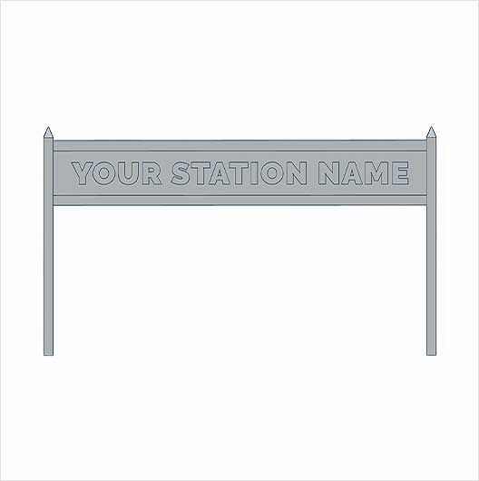 O Scale | Ready to Paint | Double-Sided Personalised Steam-Era Station Name Board - Style 2 - One Line of Text (3 pack)