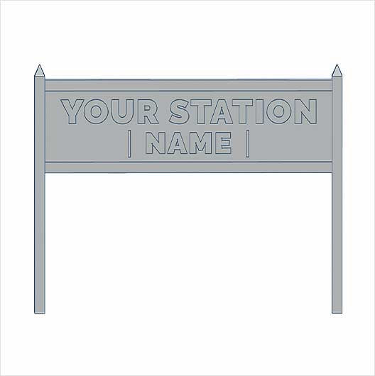 O Scale | Ready to Paint | Double-Sided Personalised Steam-Era Station Name Board - Style 2 - Two Lines of Text (3 pack)