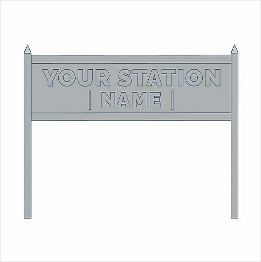 TT Scale | Ready to Paint | Double-Sided Personalised Steam-Era Station Name Board - Style 2 - Two Lines of Text (3 pack)