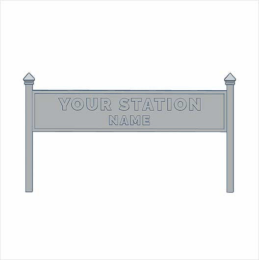 O Scale | Ready to Paint | Double-Sided Personalised Steam-Era Station Name Board - Style 1 - Two Lines of Text (3 pack)