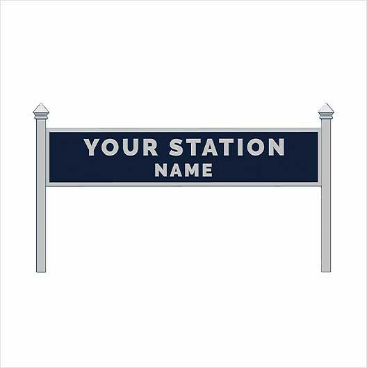 HO Scale | Pre-Coloured | Single-Sided Personalised Steam-Era Station Name Board - Style 1 - Two Lines of Text