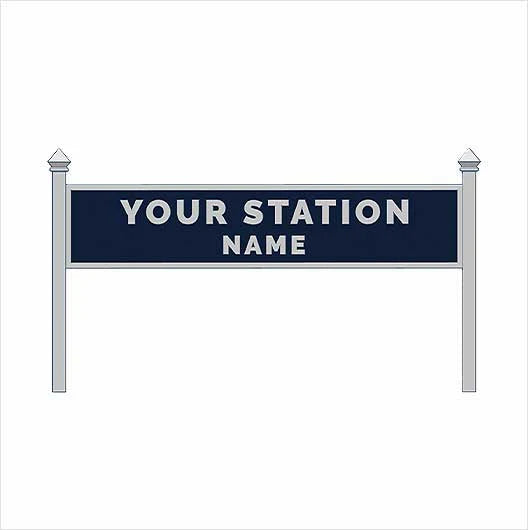 O Scale | Pre-Coloured | Double-Sided Personalised Steam-Era Station Name Board - Style 1 - Two Lines of Text