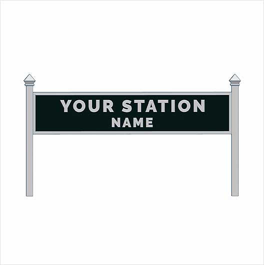TT Scale | Pre-Coloured | Single-Sided Personalised Steam-Era Station Name Board - Style 1 - Two Lines of Text