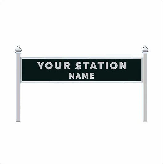 O Scale | Pre-Coloured | Double-Sided Personalised Steam-Era Station Name Board - Style 1 - Two Lines of Text