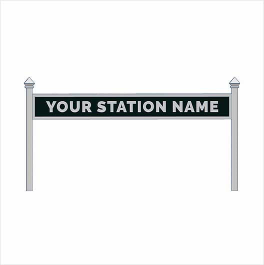 O Scale | Pre-Coloured | Double-Sided Personalised Steam-Era Station Name Board - Style 1 - One Line of Text