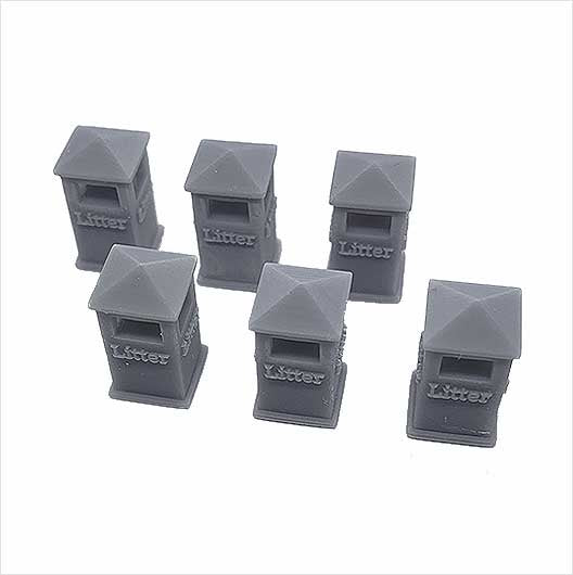 OO Scale | Ready to Paint | Civic Litter Bin - Style 1 (6 pack)