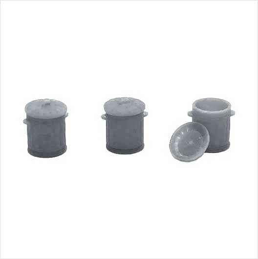 OO Scale | Ready to Paint | Galvanised Metal Bin with Removable Lid