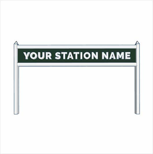OO Scale | Pre-Coloured | Single-Sided Personalised Steam-Era Station Name Board - Style 2 - One Line of Text