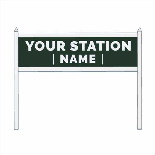 N Scale | Pre-Coloured | Double-Sided Personalised Steam-Era Station Name Board - Style 2 - Two Lines of Text