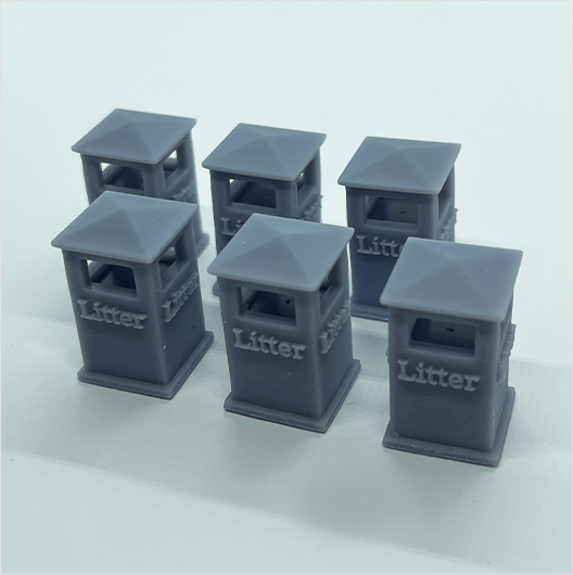 O Scale | Civic Litter Bin - Type 1 (6 pack)