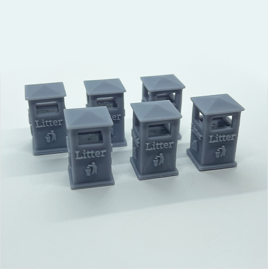 O Scale | Civic Litter Bin - Type 2 (6 pack)