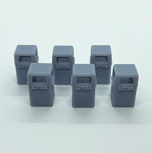 O Scale | Civic Litter Bin - Type 3 (6 pack)
