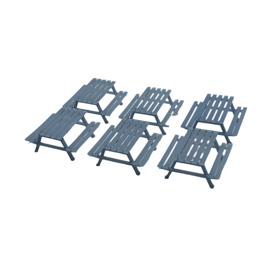 OO Scale | Ready to Paint | Picnic Bench with Plank Detail (6 pack)