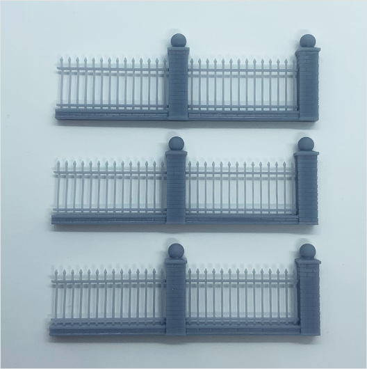OO Scale | Ready to Paint | Brick Wall with Railings - Style 1 (3 pack)
