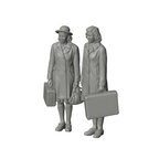 Unpainted grey resin model of OO Scale Ready to Paint 1950s Two Girls With Suitcases