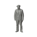Unpainted grey resin model of OO Scale Ready to Paint 1950s Artist Wearing A Beret