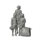 Unpainted grey resin model of OO Scale Ready to Paint 1950s Brother And Sisters With Luggage