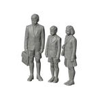 Unpainted grey resin model of OO Scale Ready to Paint 1950s Girl With Two Brothers