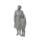 Unpainted grey resin model of OO Scale Ready to Paint 1950s Mother And Son