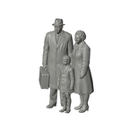 Unpainted grey resin model of OO Scale Ready to Paint 1950s Parents With Daughter