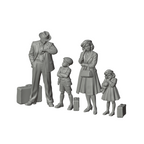 Unpainted grey resin model of OO Scale Ready to Paint 1950s Parents With Two Children