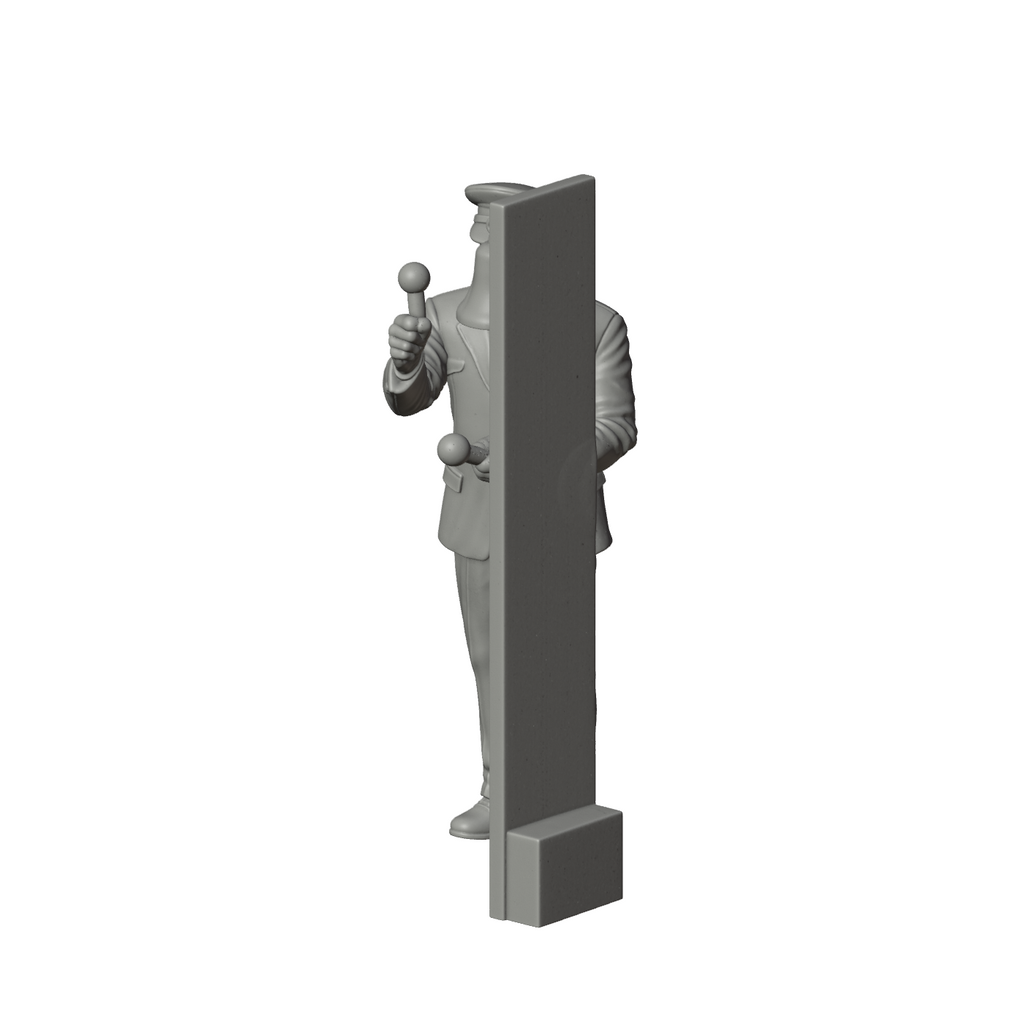 Unpainted grey resin model of OO Scale Ready to Paint 1950s Signalman Ringing Bell