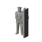 Unpainted grey resin model of OO Scale Ready to Paint 1950s Signalman Using An Absolute Block Instrument