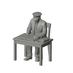 Unpainted grey resin model of OO Scale Ready to Paint 1950s Signalman Writing At Desk