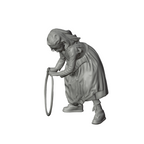 Unpainted grey resin model of OO Scale Ready to Paint Victorian Girl Playing With A Hoop