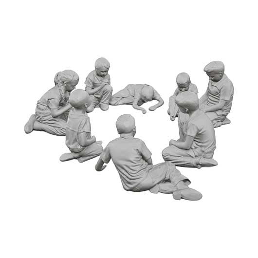 OO Scale Ready to Paint 1950s Children Sitting in Circle