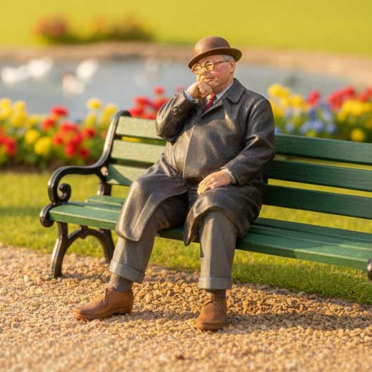 OO Scale Ready to Paint 1950s Old Man Asleep on Bench