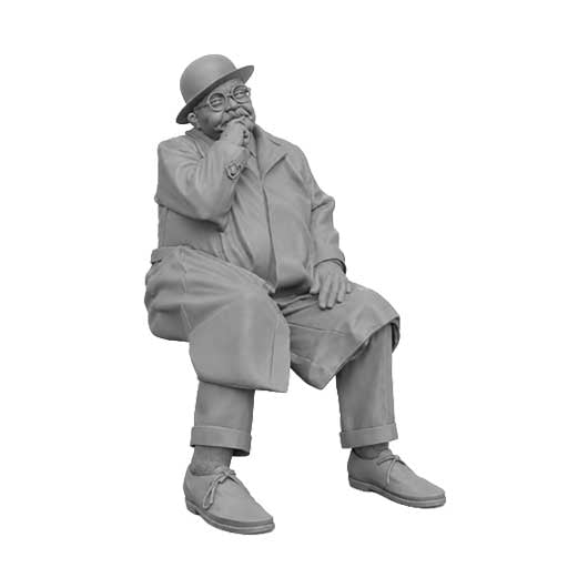 OO Scale Ready to Paint 1950s Old Man Asleep on Bench