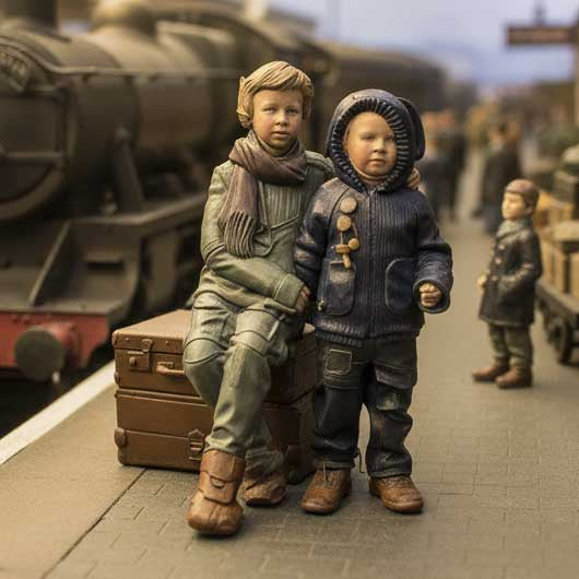 OO Scale Ready to Paint Modern Children with Classic Suitcases