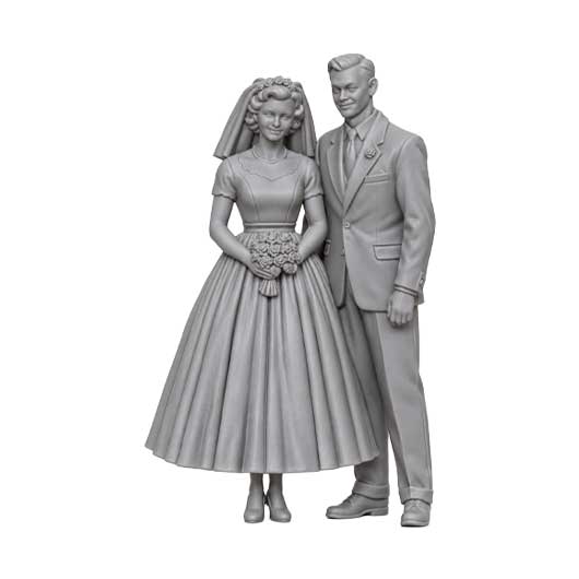 OO Scale Ready to Paint 1950s Wedding Bride and Groom (2 Figures)