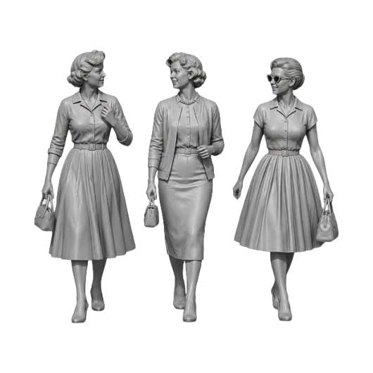 OO Scale Ready to Paint 1950s Women Walking (3 Pack)