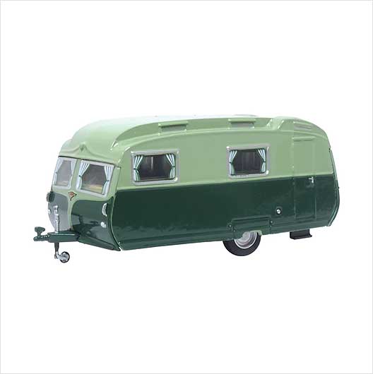 OO Scale | Carlight Continental Caravan in Dark Green and Sage Green