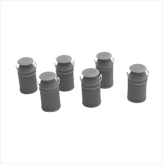 O Scale Ready to Paint Milk Churn - Style 1 (6 pack)