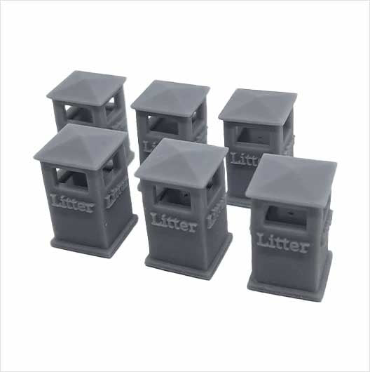 O Scale Ready to Paint Civic Litter Bin - Style 1 (6 pack)