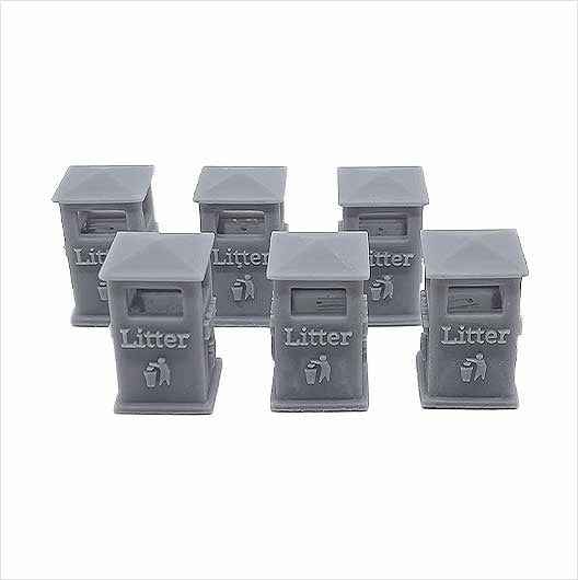O Scale Ready to Paint Civic Litter Bin - Style 2 (6 pack)