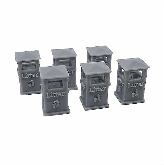 O Scale Ready to Paint Civic Litter Bin - Style 2 (6 pack)