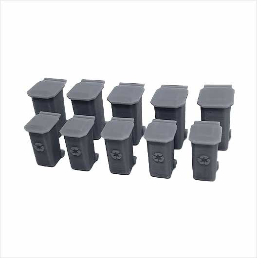 O Scale Ready to Paint Wheelie Bin (10 pack)