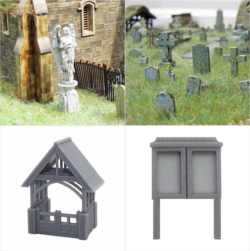 OO Scale Ready to Paint Churchyard Bundle – Model Railway Scenes
