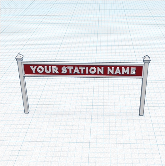 TT Scale | Single-Sided Custom Steam-Era Station Sign (3 pack)