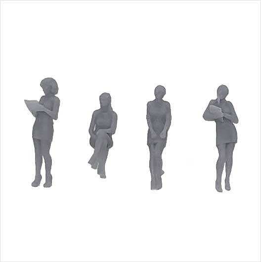 OO Scale Ready to Paint Women - Pack 5 (4 pack)