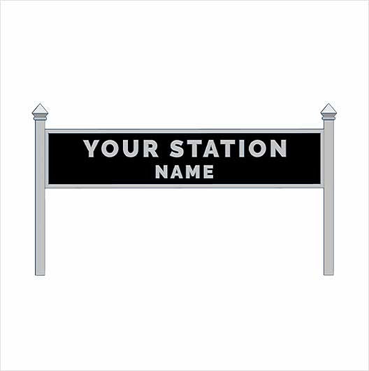 OO Scale Pre-Coloured Double-Sided Personalised Steam-Era Station Name Board - Style 1 - Two Lines of Text