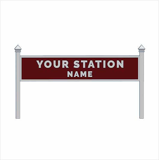 TT Scale Pre-Coloured Single-Sided Personalised Steam-Era Station Name Board - Style 1 - Two Lines of Text