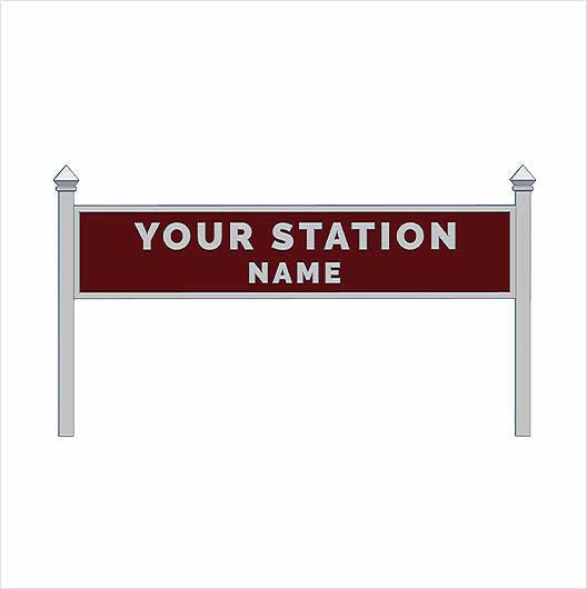 OO Scale Pre-Coloured Double-Sided Personalised Steam-Era Station Name Board - Style 1 - Two Lines of Text