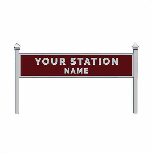 O Scale Pre-Coloured Double-Sided Personalised Steam-Era Station Name Board - Style 1 - Two Lines of Text